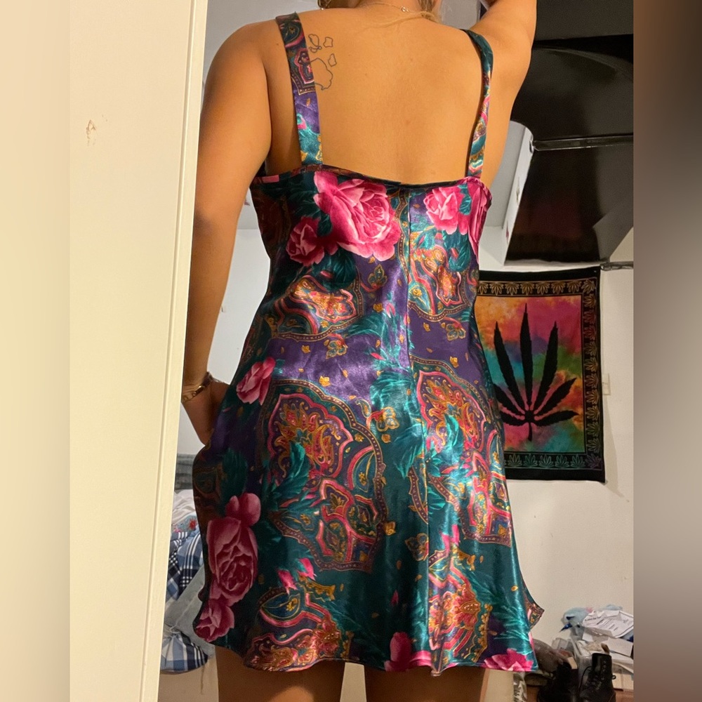 Floral Paisley Satin Dress